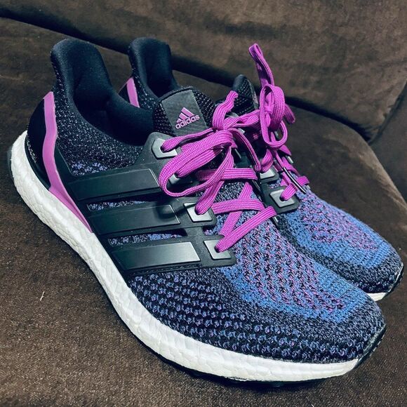 Excellent Condition Adidas Ultraboost 1.0 Primeknit Purple Black Navy 9 US 41 - Picture 3 of 11